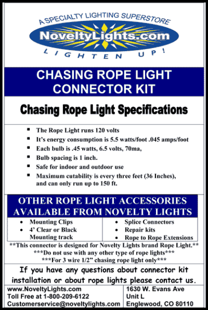 Chasing Rope Light Amber 150 Feet Chasing Rope Light Spools 3 Wire 120 VoltNovelty Lights ...