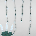 Pure White LED Icicle Lights on Green Wire 150 Bulbs