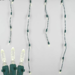 Warm White LED Icicle Lights on Green Wire 150 Bulbs