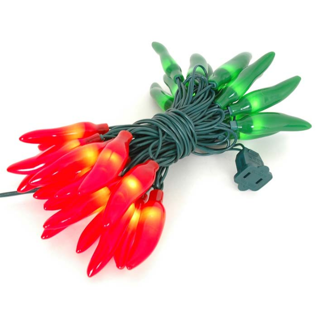 Red and Green Christmas Chili Pepper String lights 35 Count