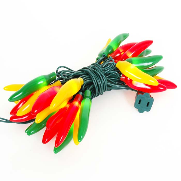 Red Green Yellow Fiesta Chili Pepper String lights 35 Count