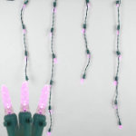 Pink LED Icicle Lights on Green Wire 150 Bulbs