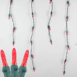 Red LED Icicle Lights on Green Wire 150 Bulbs