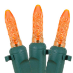 Orange (amber) LED Icicle Lights on Green Wire 150 Bulbs