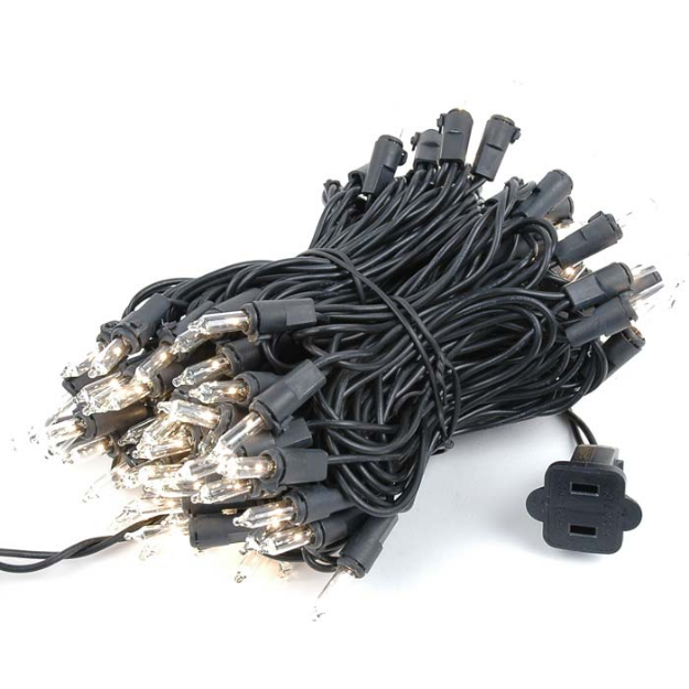 Clear Christmas Mini Lights Set 100 Light Black Wire 34 Feet Novelty