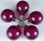 100 G50 Globe Light String Set with Purple Bulbs on Brown Wire