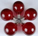 25 G50 Globe Light String Set with Red Bulbs on Brown Wire