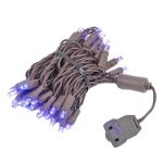 50 LED Purple LED Christmas Lights 11' Long on Brown Wire