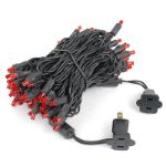 Commercial Grade Wide Angle 100 LED Red 34' Long Black Wire