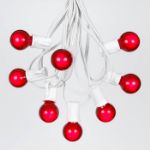 25 G30 Globe Light String Set with Red Satin Bulbs on White Wire