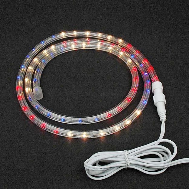 Red/White/Blue Rope Light Custom Cut 1/2" 120V Incandescent