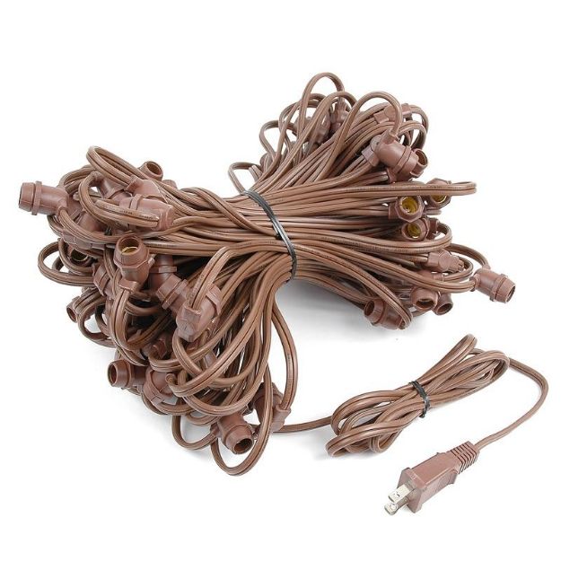 100' Heavy Duty Brown Wire Outdoor String Light with Candelabra Base ...