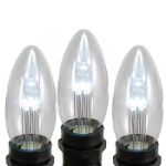 5 Pack Pure White Smooth Glass C9 LED Bulbs