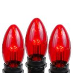 5 Pack Red Smooth Glass C9 LED Bulbs