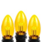 5 Pack Yellow Smooth Glass C9 LED Bulbs
