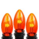 Amber (Orange)  Smooth Glass C9 LED Bulbs - 25PK