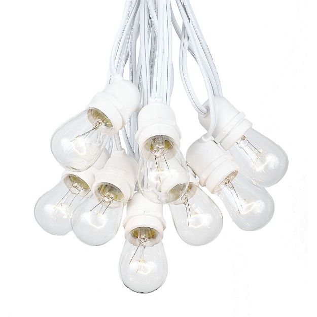 25 Clear S14 Heavy Duty String Light Sets on White Wire - Novelty ...