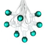 100 G30 Globe String Light Set with Green Satin Bulbs on White Wire