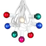 100 G30 Globe String Light Set with Multi Colored Satin Bulbs on White Wire