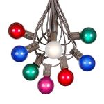 100 G40 Globe String Light Set with Multi Colored Bulbs on Brown Wire
