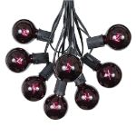 100 G50 Globe Light String Set with Black Light Bulbs (Very Dark Purple) on Black Wire