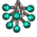 100 G50 Globe Light String Set with Green Bulbs on Brown Wire