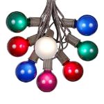 100 G50 Globe Light String Set with Assorted Satin Bulbs on Brown Wire