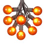 100 G50 Globe Light String Set with Orange Bulbs on Brown Wire