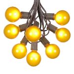 100 G50 Globe Light String Set with Yellow Bulbs on Brown Wire