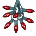 C9 25 Light String Set with Red Bulbs on Green Wire