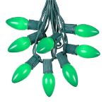 100 C9 Ceramic Christmas Light Set - Green - Green Wire