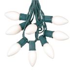 100 C9 Ceramic Christmas Light Set - White - Green Wire