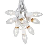25 Twinkling C9 Christmas Light Set - Clear - White Wire
