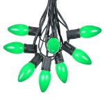 100 C9 Ceramic Christmas Light Set - Green - Black Wire