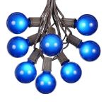 25 G50 Globe Light String Set with Blue Bulbs on Brown Wire
