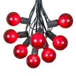 25 G50 Globe Light String Set with Red Bulbs on Black Wire