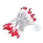 Red 50 Light 11' Long White Wire Christmas Mini Lights