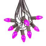 25 Light String Set with Purple Ceramic C7 Bulbs on Brown Wire