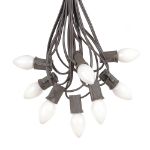 25 Light String Set with White Ceramic C7 Bulbs on Brown Wire