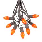 25 Light String Set with Orange Ceramic C7 Bulbs on Brown Wire