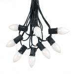 100 C7 String Light Set with White Ceramic Bulbs on Black Wire