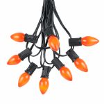 100 C7 String Light Set with Orange Ceramic Bulbs on Black Wire