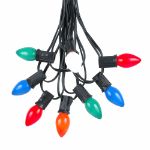 100 C7 String Light Set with Multi Colored Ceramic Bulbs on Black Wire