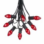 100 C7 String Light Set with Red Bulbs on Black Wire