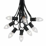 100 C7 String Light Set with Clear Bulbs on Black Wire