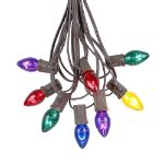 C7 25 Light String Set with Multi-Colored Twinkle Bulbs on Brown Wire