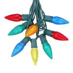 25 Light String Set with Multi Colored LED C9 Bulbs on Green Wire