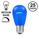 25 Pack of Transparent Blue S14 11 Watt Bulbs Medium Base e26