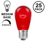 25 Pack of Transparent Red S14 11 Watt Bulbs Medium Base e26