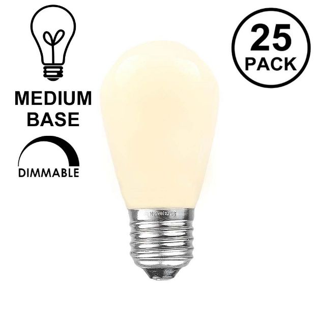 25 Pack of Ceramic White S14 11 Watt Bulbs Medium Base e26